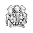 three elephants  tattoo design idea