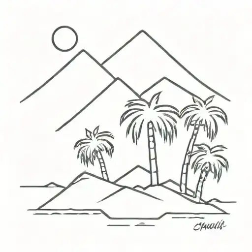palm tree mountain  tattoo design idea