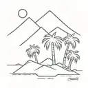 palm tree mountain  tattoo design idea