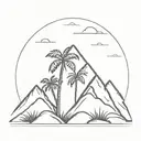 palm tree mountain  tattoo design idea