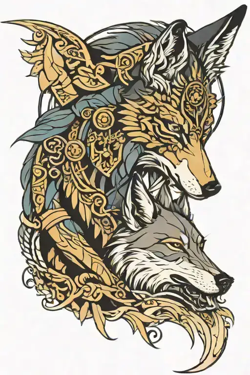 wolf and anubis sleeve tattoo tattoo design idea