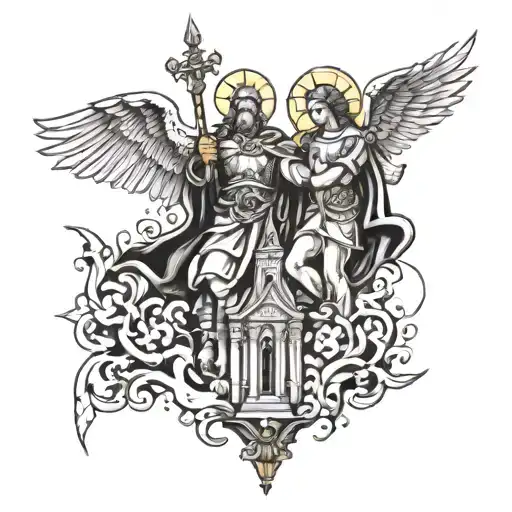 saint Micheal and saint micheal cathedral  tattoo design idea
