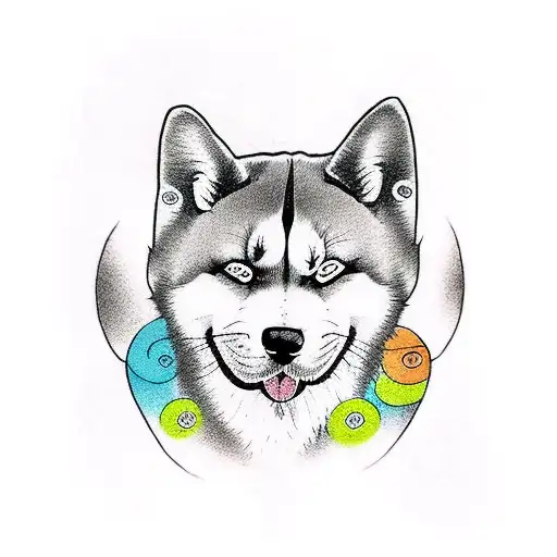 playful Akita inu tattoo design idea