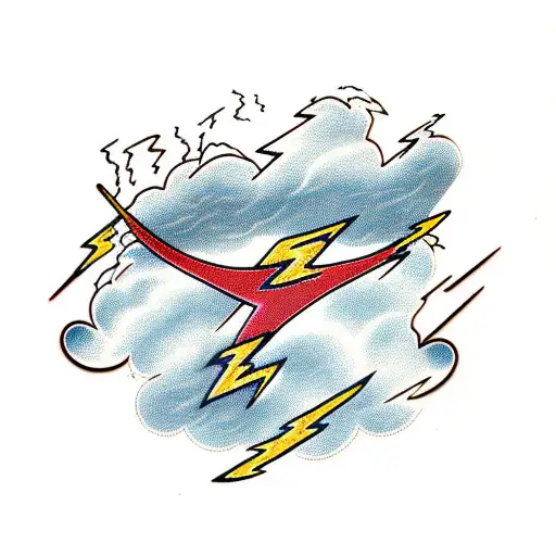 Lightning Bolt with storm clouds  tattoo design idea