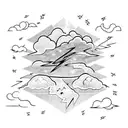 Lightning Bolt with storm clouds  tattoo design idea