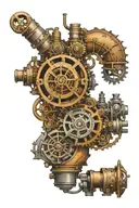 steampunk inspired deasign featuring marine, gas turbine and diesel engines that is appropriate for a systems engineer   tattoo design idea