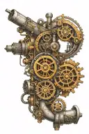 steampunk inspired deasign featuring marine, gas turbine and diesel engines that is appropriate for a systems engineer   tattoo design idea