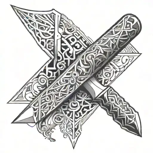 chef knife piercing tattoo design idea