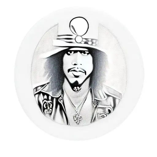 A penny with a carton picture of Slash from Guns and Roses on it tattoo design idea