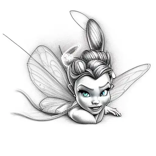 tinkerbell warrior tattoo design idea