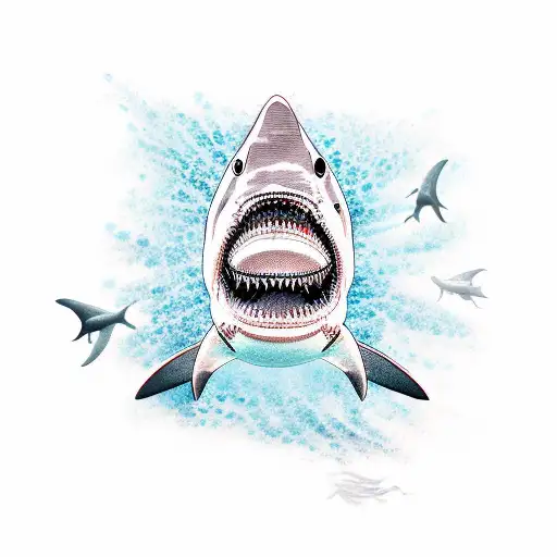 shark with coral reef tattoo design idea