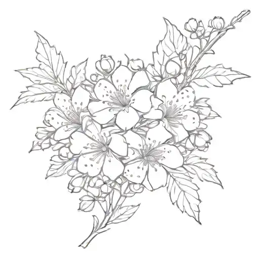 hawthorn flower tattoo design idea