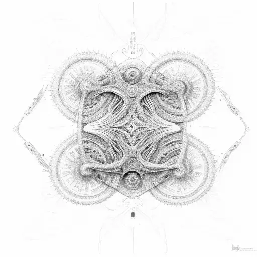 An intricate design of a bike chain transforming into soundwaves tattoo design idea