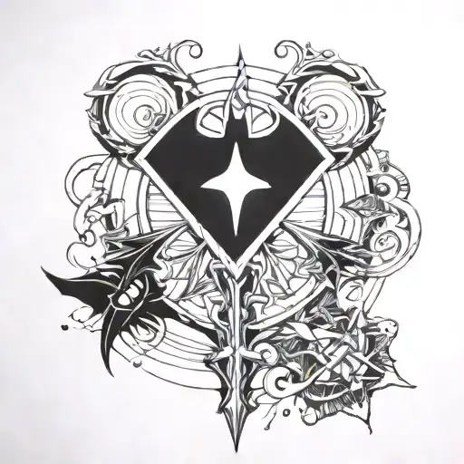 Batman symbol and cross intertwined  tattoo design idea