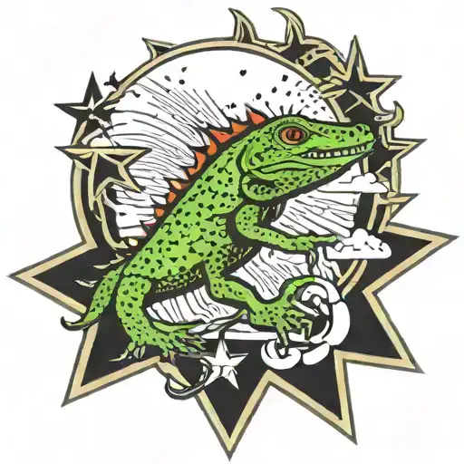 texas stars sleeve music lizard tattoo design idea