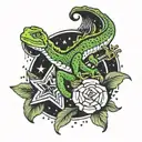 texas stars sleeve music lizard tattoo design idea