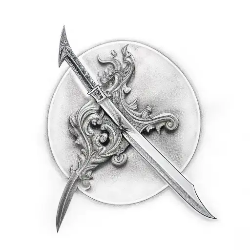 medieval sword tattoo design idea