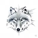 Wolf in forest tattoo design idea