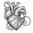 An anatomical heart with a stethoscope wrapped around it tattoo design idea