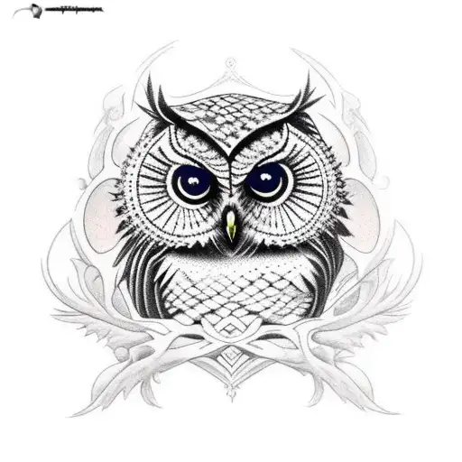 gothic owl graveyard tattoo design idea