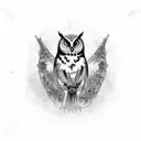 gothic owl graveyard tattoo design idea