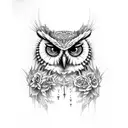 gothic owl graveyard tattoo design idea