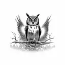 gothic owl flying graveyard background tattoo design idea
