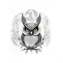 gothic owl graveyard tattoo design idea