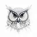 gothic owl graveyard tattoo design idea