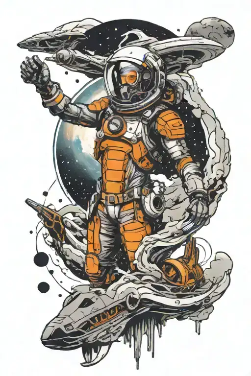 interstellar and inside the black and travel and  tattoo design idea