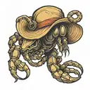 anatomically correct scorpion wearing a bucket hat tattoo design idea