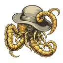 anatomically correct scorpion wearing a bucket hat tattoo design idea