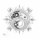sun and moon with angels  tattoo design idea