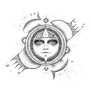 sun and moon with angels  tattoo design idea