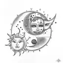 sun and moon with angels  tattoo design idea