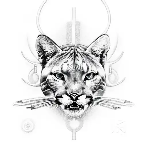 puma with guns tattoo design idea