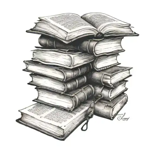 stack of books tattoo design idea