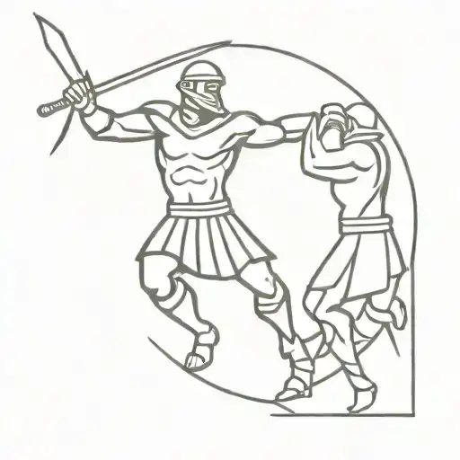 gladiator fighting tattoo design idea