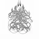 A mesmerizing blackwork design featuring the burning bush intertwined with biblical scriptures tattoo design idea