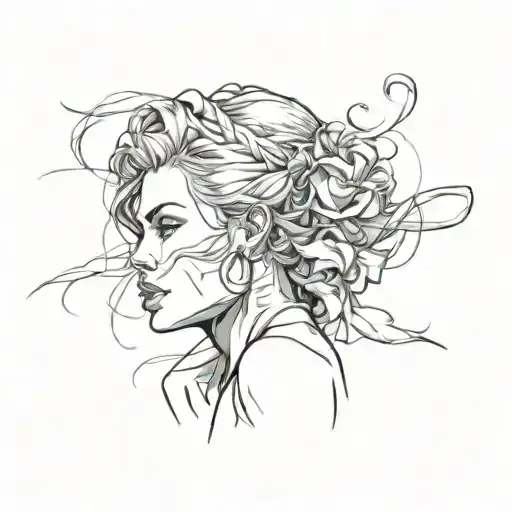 strength of character determination femme fatale tattoo design idea