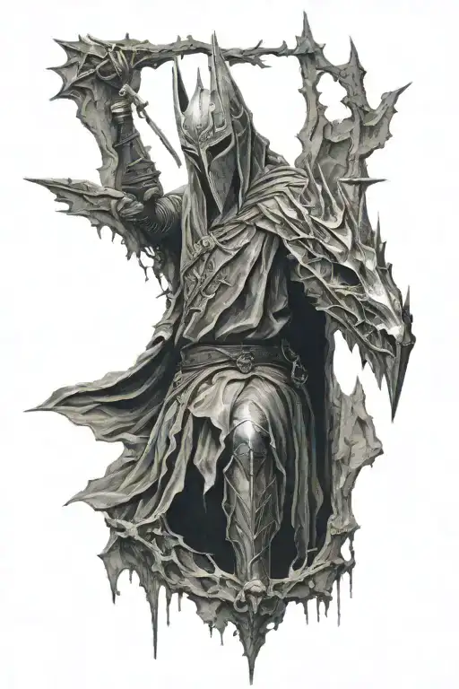Witch King of Angmar in front of Minas Morgul tattoo design idea