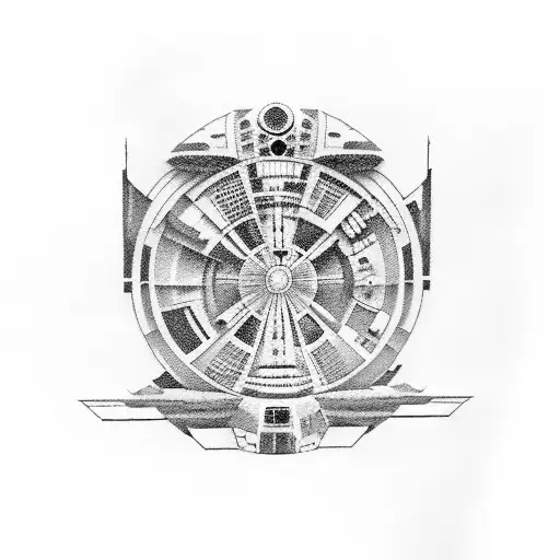 jedi logo black and white mixed with the millenium falcon tattoo design idea