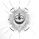 horus eye mixed with life key tattoo design idea