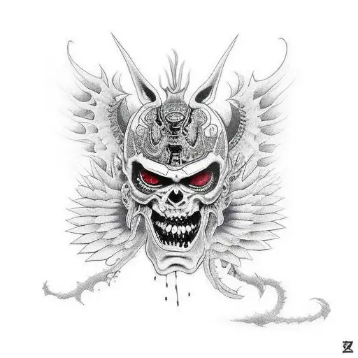 Chess-Rook with demonwings  tattoo design idea