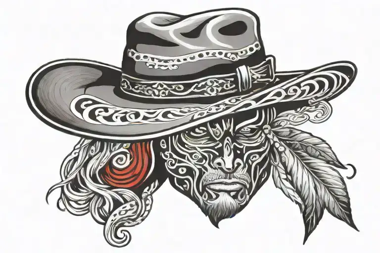 Akubra hat, whip  tattoo design idea