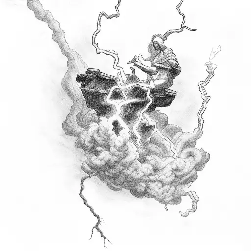 12:19 romans with god and lightning tattoo design idea