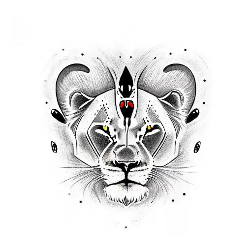 totem pole with lion cub, black widow spider, butterfly, mouse, and orca.  tattoo design idea