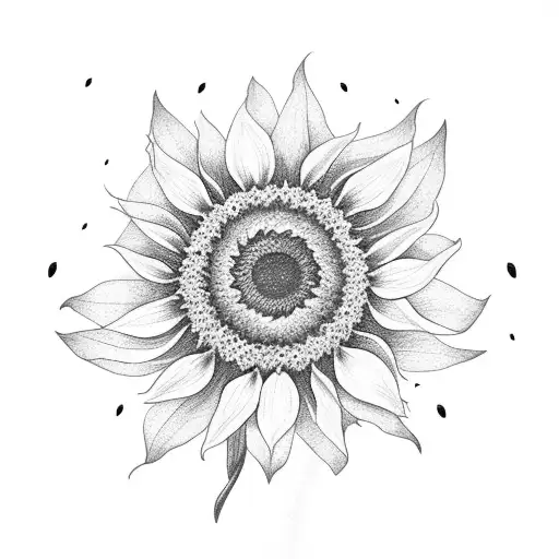 Sunflower with butterflies  tattoo design idea