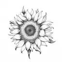 Sunflower with butterflies  tattoo design idea