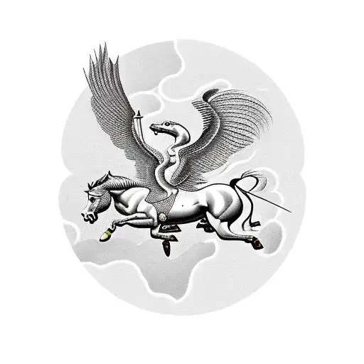 Ancient Greek vase featuring a Pegasus flying over Mount Olympus tattoo design idea